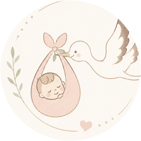 夢鍼灸院 ロゴ｜コウノトリと赤ちゃん